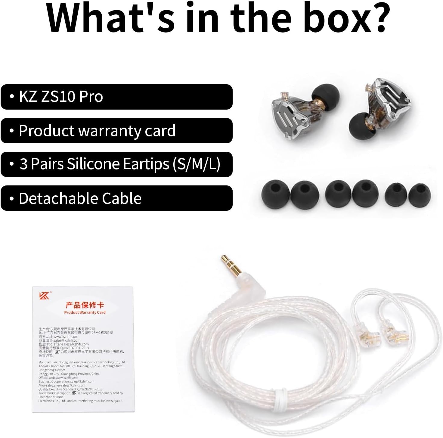 KZ ZS10 Pro 5 Driver Hybrid HiFi Earphones 4BA+1DD In Ear Monitor Black