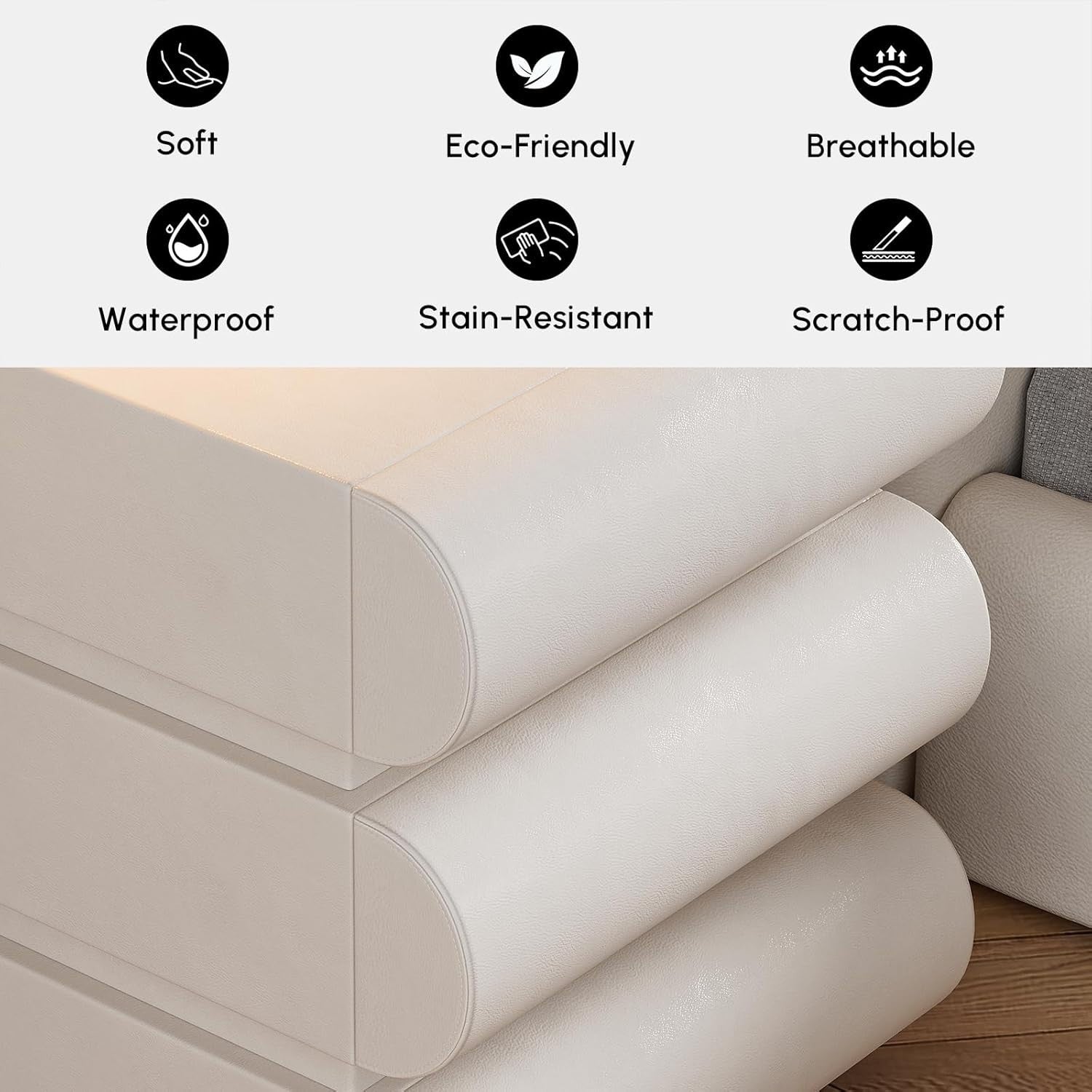 Luxury 3 Drawer Bedside Table with Wireless Charger USB Type-C