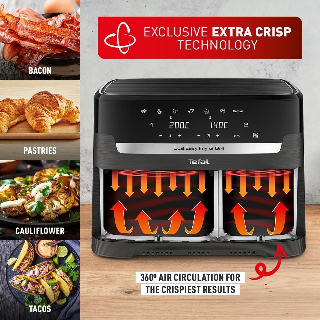 8.3 Dual Zone Air Fryer 2 Drawer Extra Crisp 8in1 Fast Healthy Cooking Dishwashr