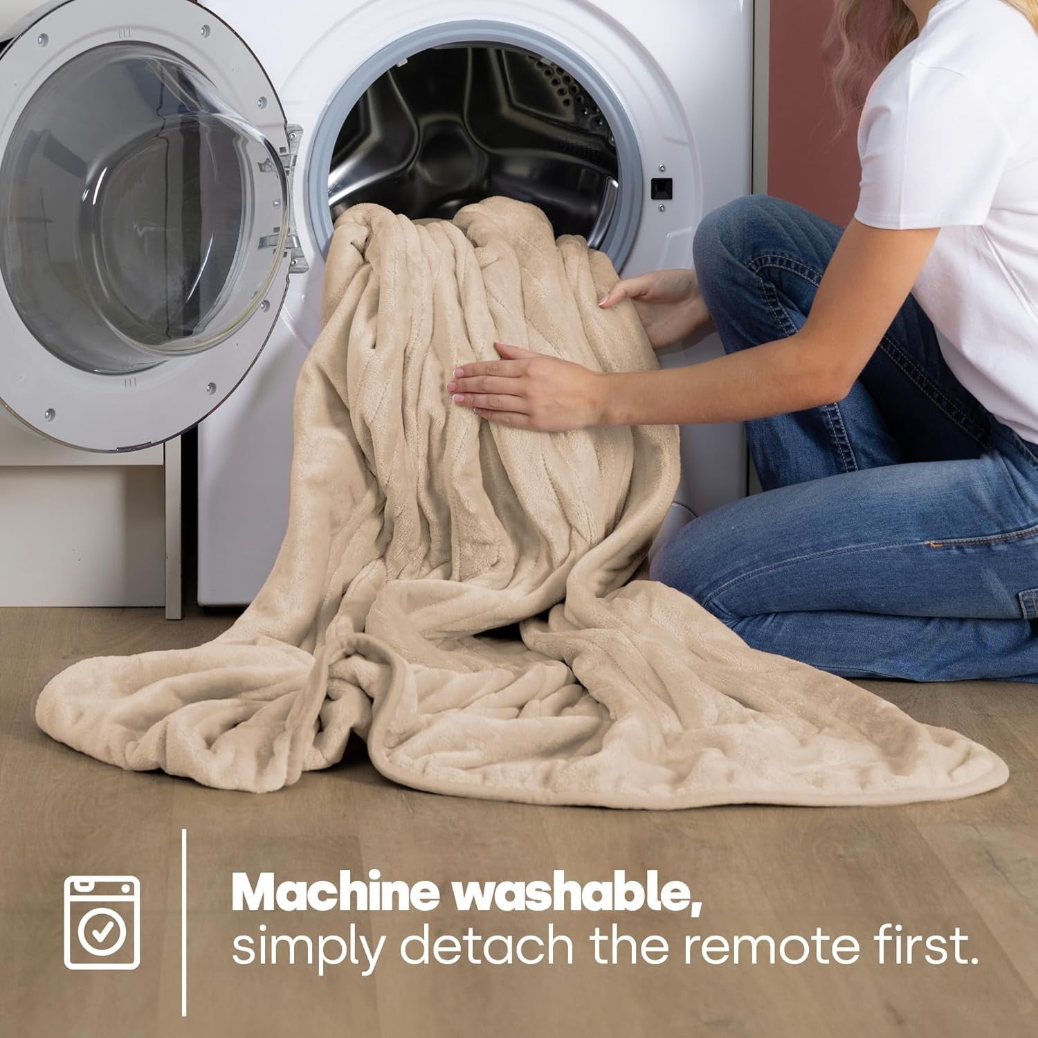 Electric Heated Throw Blanket 9 Heat Settings Timer Soft Fleece 160x130cm