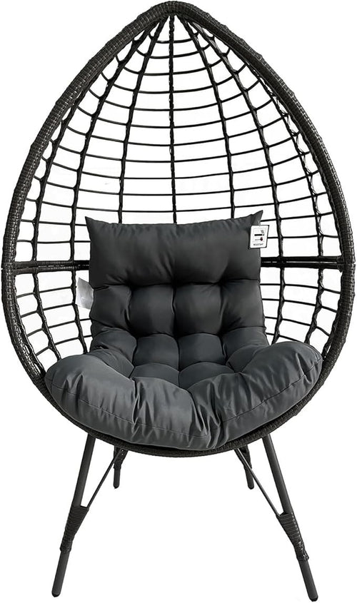 Luxury Rattan Egg Chair with Stand – Teardrop Cocoon Seat, Cushions, 180kg