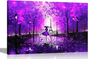 Large Purple Paris Canvas Wall Art Romantic Cityscape Living Room Bedroom Decor