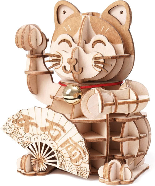 3D Wooden Cat Puzzle DIY Kit, 72 Pieces, Retro Craft Model, Easy Assembly