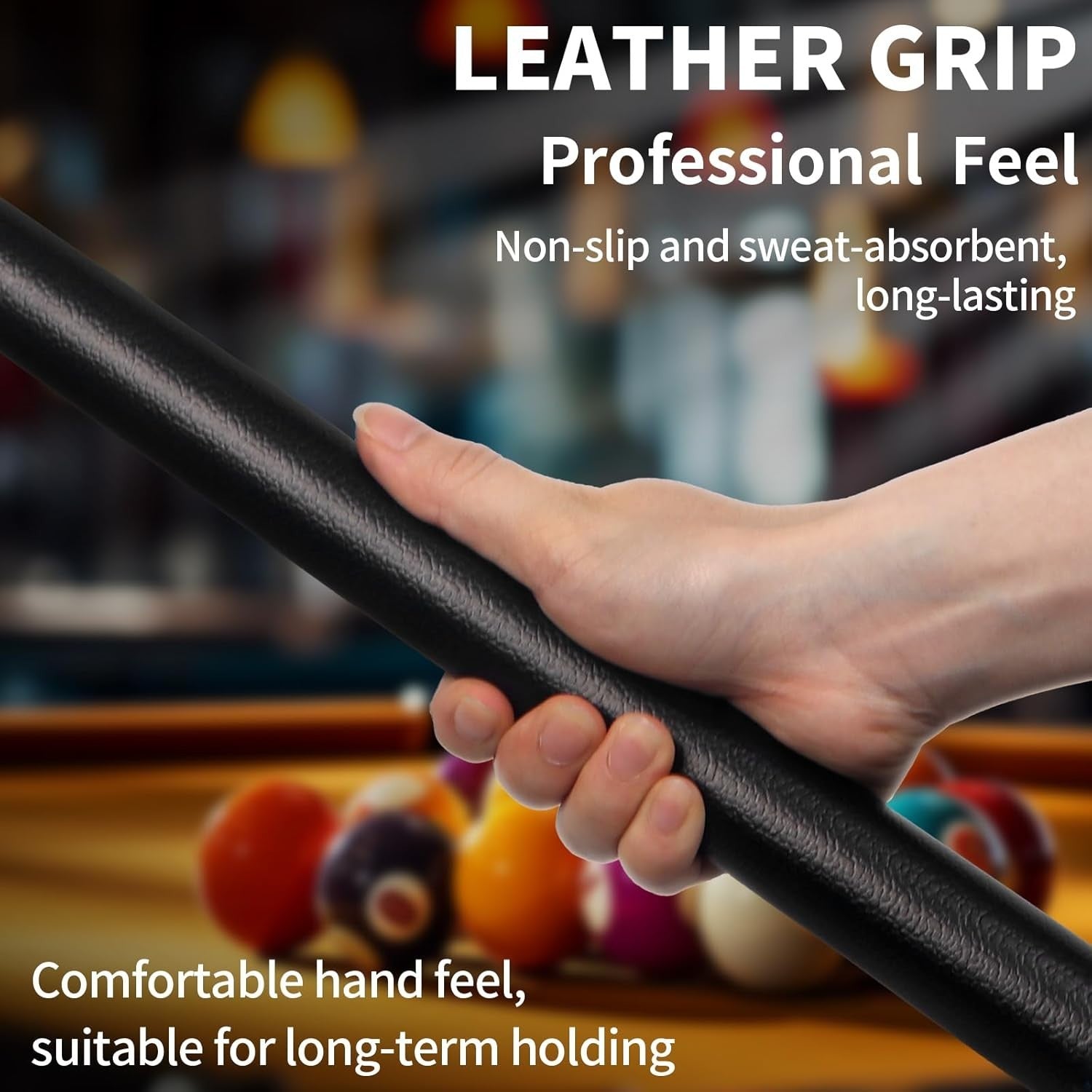 58in Pool Cue Set Canadian Maple 4 Cues 13mm Tip Leather Grip 18–21oz