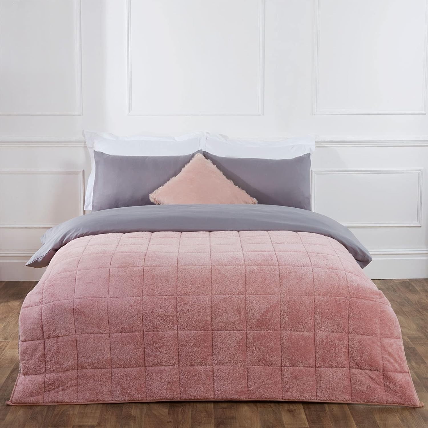 Teddy Fleece Weighted Blanket Blush Pink 4kg 125x150cm Calming Comfort