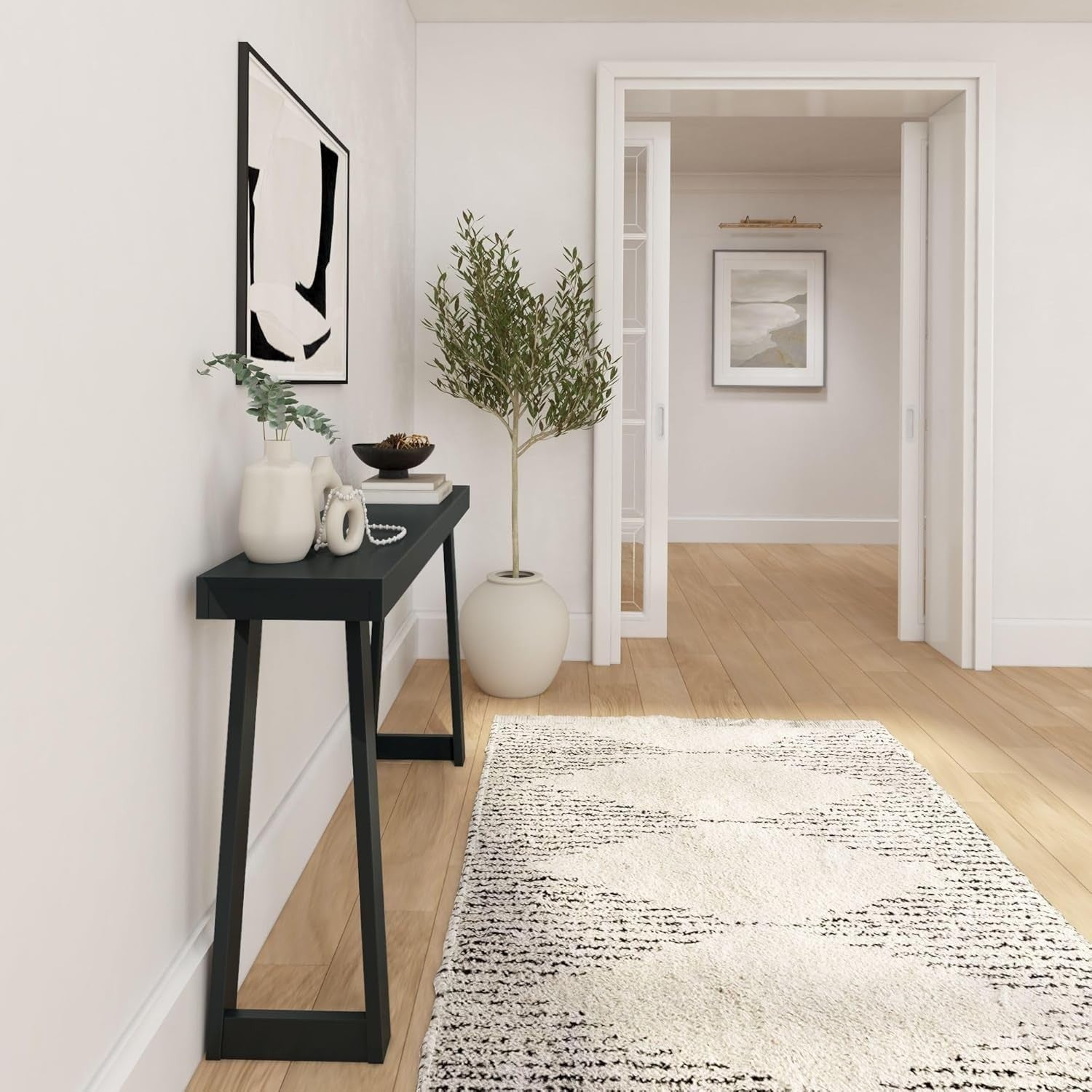 56 Inch Solid Wood Console Table – Narrow Entryway Sofa Accent Table
