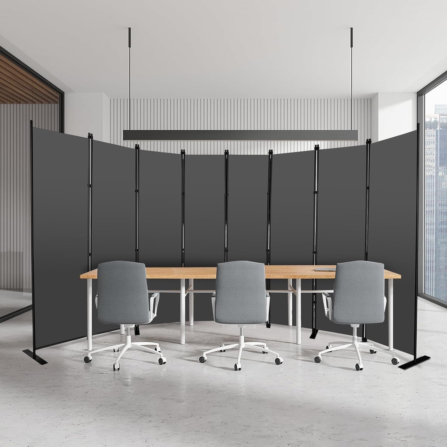 8 Panel Room Divider Folding Privacy Screen Freestanding Partition 402x183cm Gre