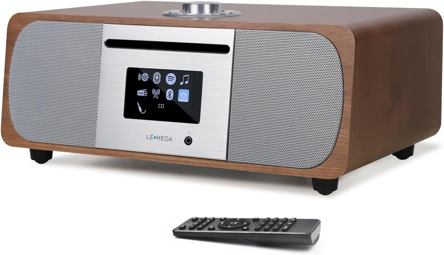 WiFi Internet Radio CD Player DAB+ Bluetooth Hi-Fi 35W Stereo Walnut