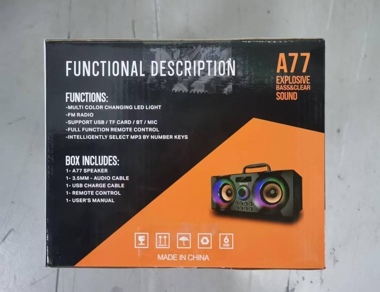 80W Portable Bluetooth Speaker Subwoofer Bass LED Lights FM MP3 USB AUX