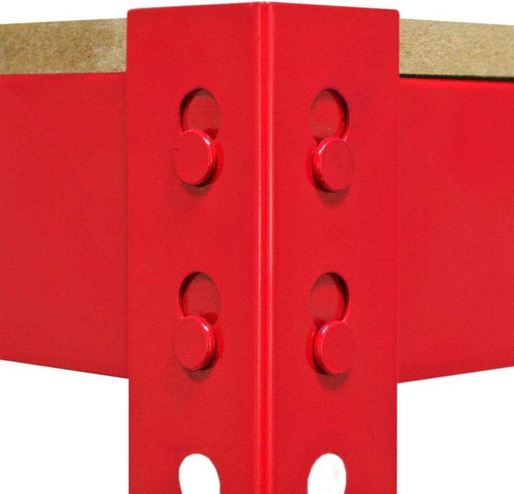 Heavy Duty Garage Workbench 120x60cm Red Steel Frame with 2 MDF Shelves