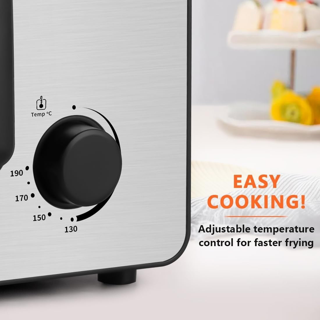 2.5L Deep Fat Fryer 1600W Easy Clean Adjustable Temp Viewing Window