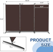 Brown 3 Panel Room Divider 6FT Folding Privacy Screen – Portable Partition Wall