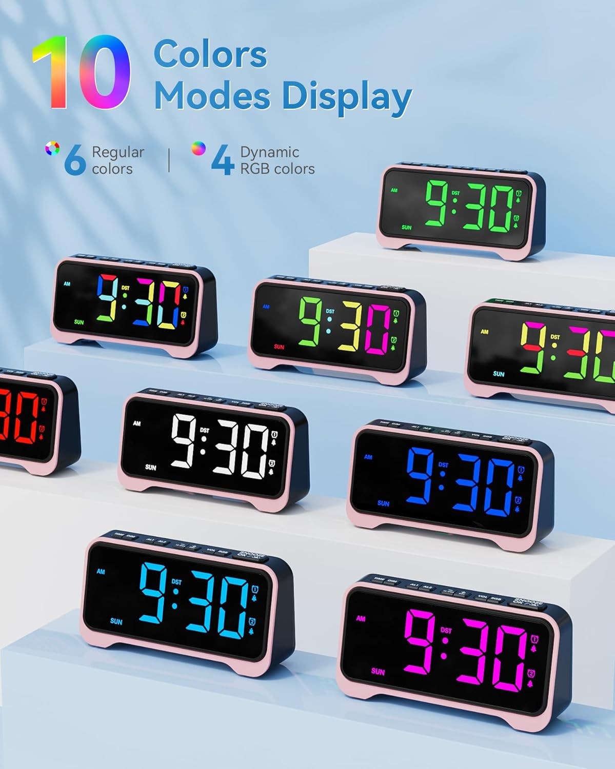 Loud Alarm Clock for Heavy Sleepers Vibrating Bed Shaker LED Night Light