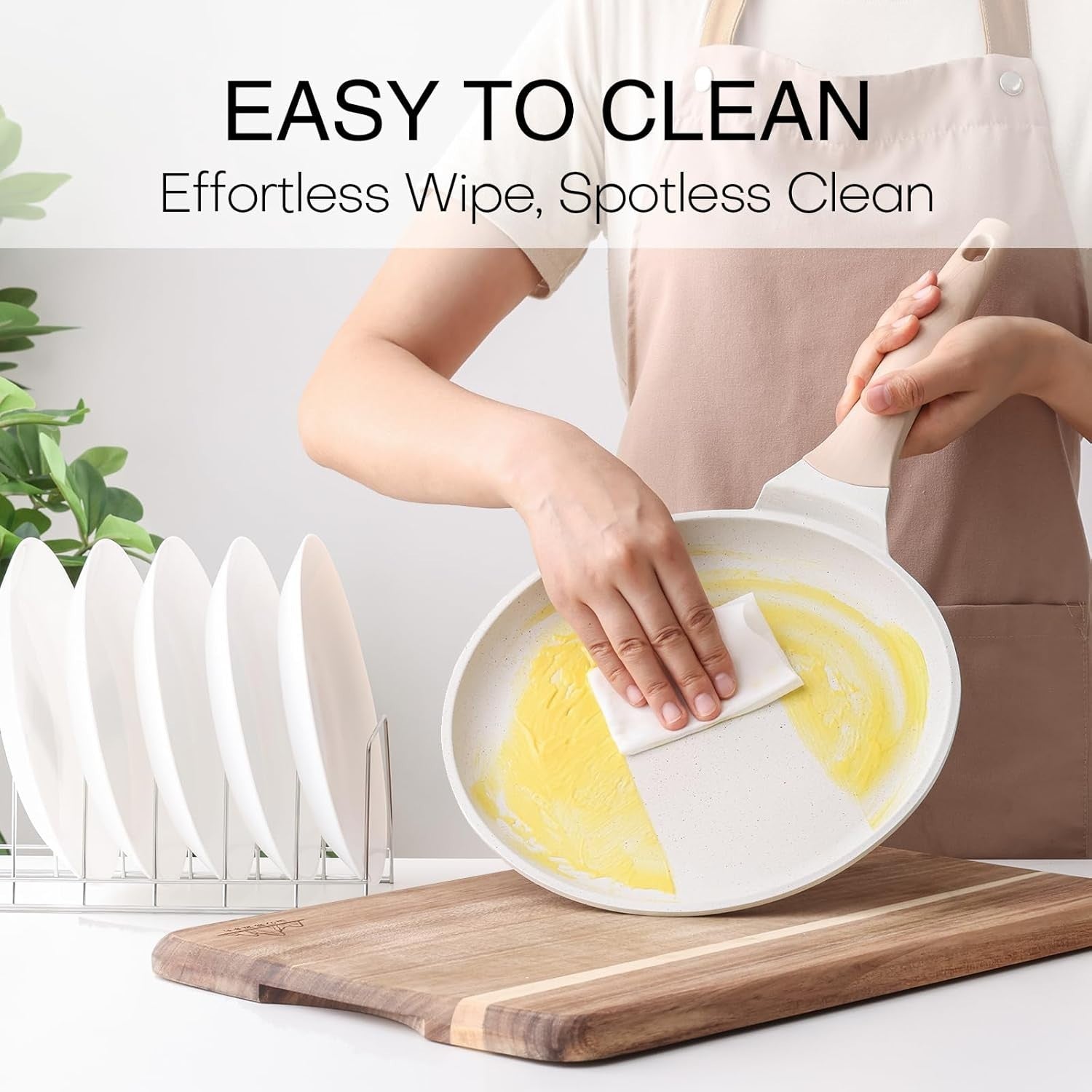 26 cm Kordisen White Non-Stick Crepe & Dosa Pan with Spreader