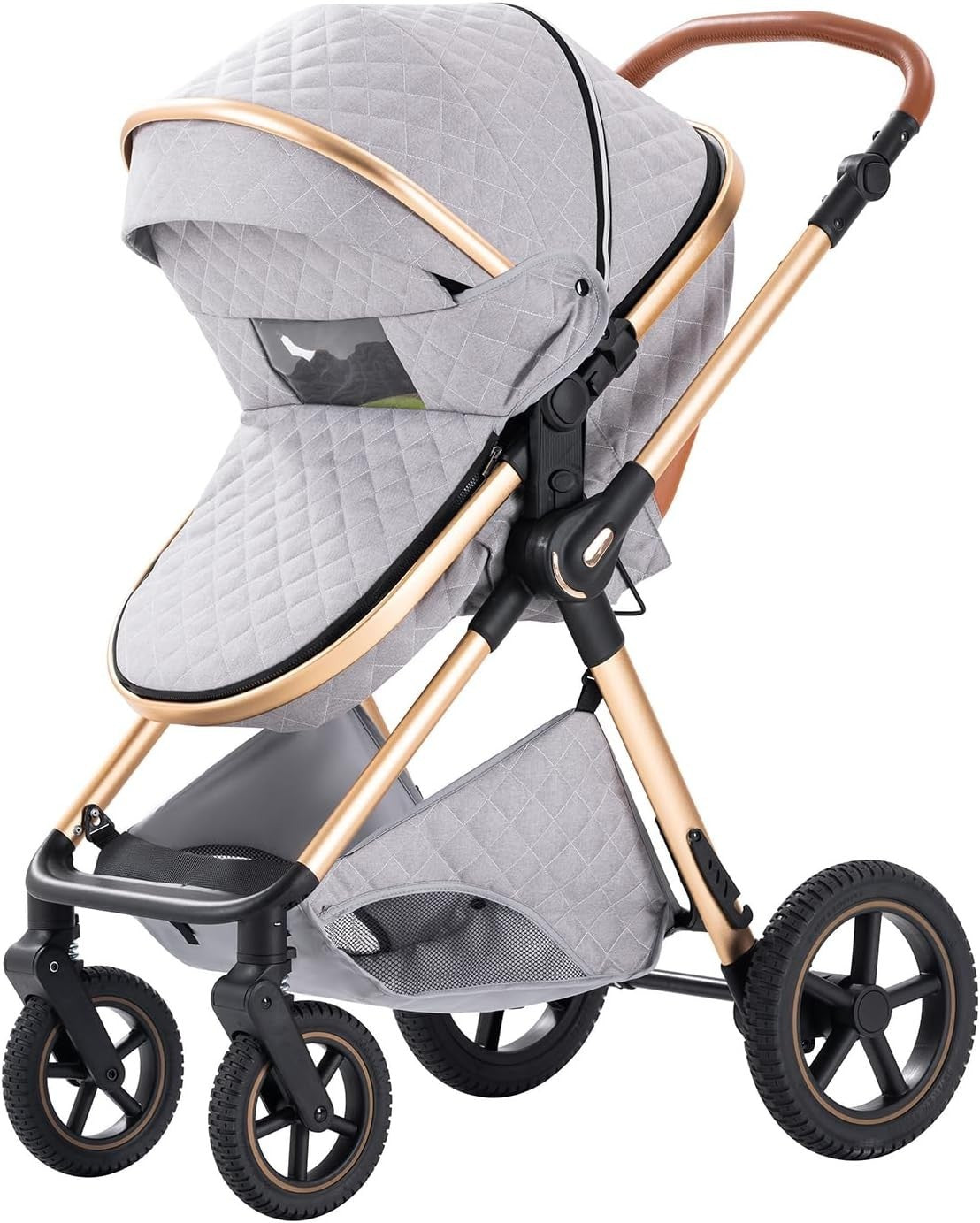 3 in 1 Baby Pram Pushchair Lightweight Folding Travel System Grey