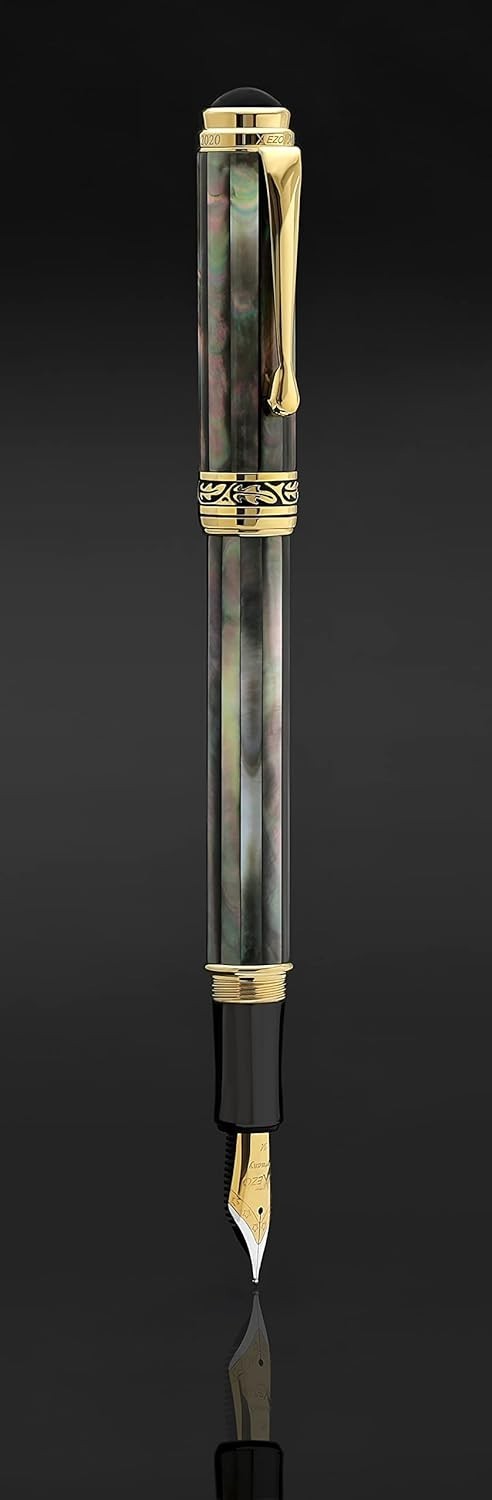 Luxury Tahitian Black Mother of Pearl Fountain Pen Medium Nib 18K Gold