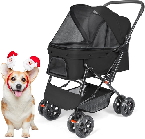 Pet Stroller for Medium Dogs up to 20kg Foldable 4 Wheel Dog Cat Pram