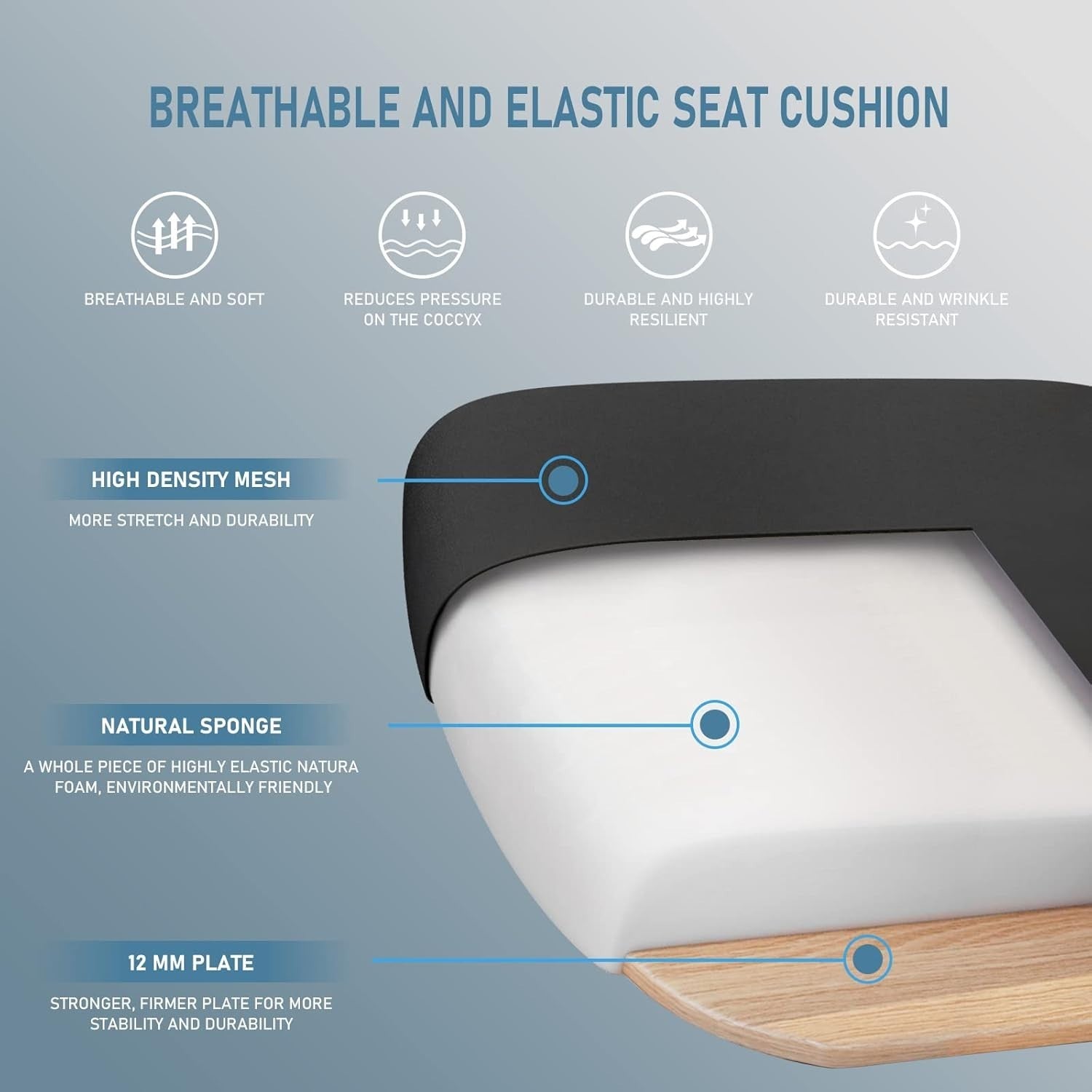 Ergonomic Office Chair Mesh Back Headrest Lumbar Support Swivel Desk Seat (65 ch
