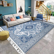 Large Blue Traditional Area Rug 200x290cm Washable Non Slip Living Room Carpet