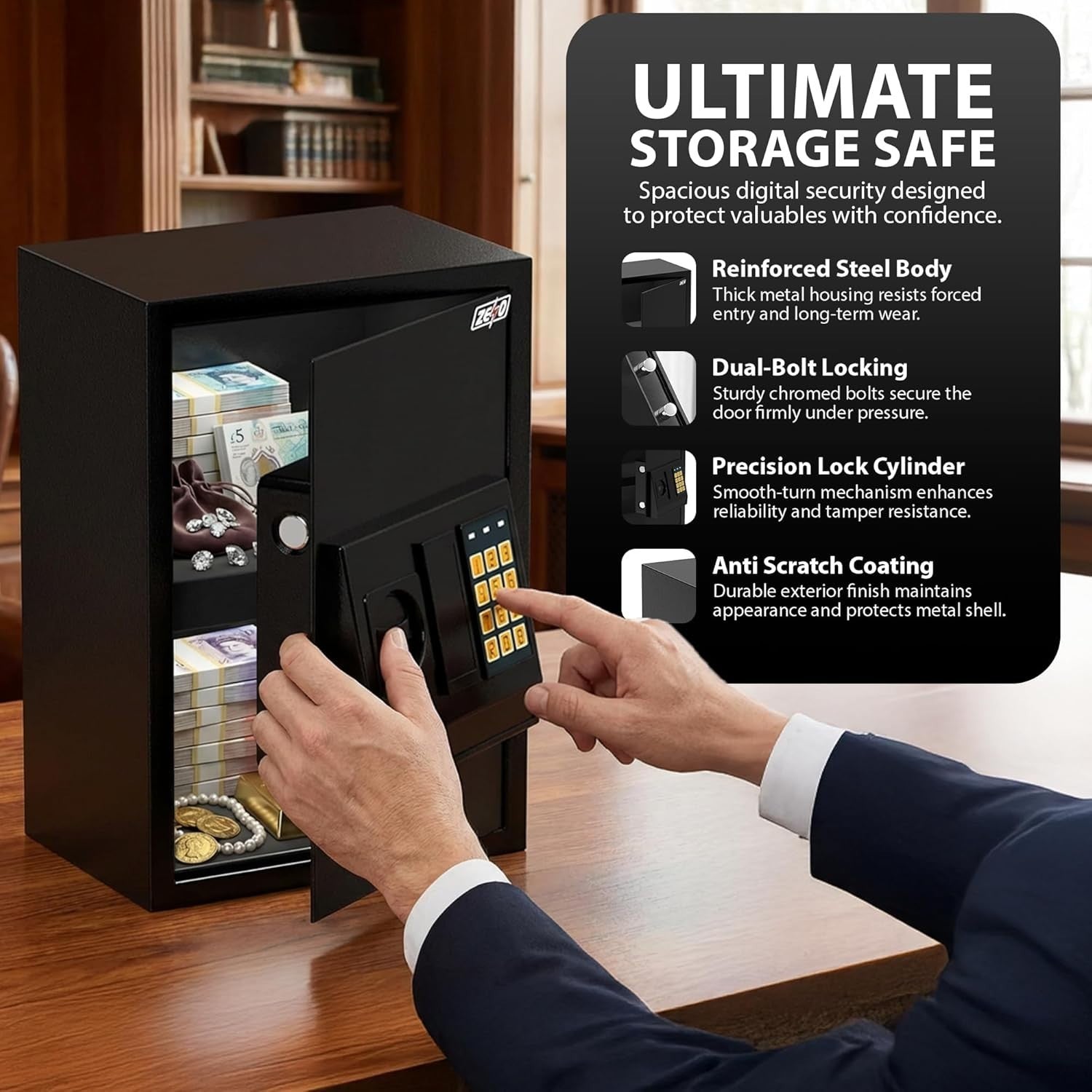 45L Digital Fireproof Safe Box Electronic Keypad Security Safe