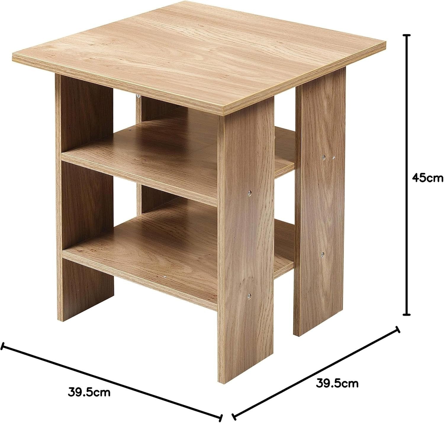 Modern 2-Tier Oak Wooden Side Table – Compact End Table with Storage