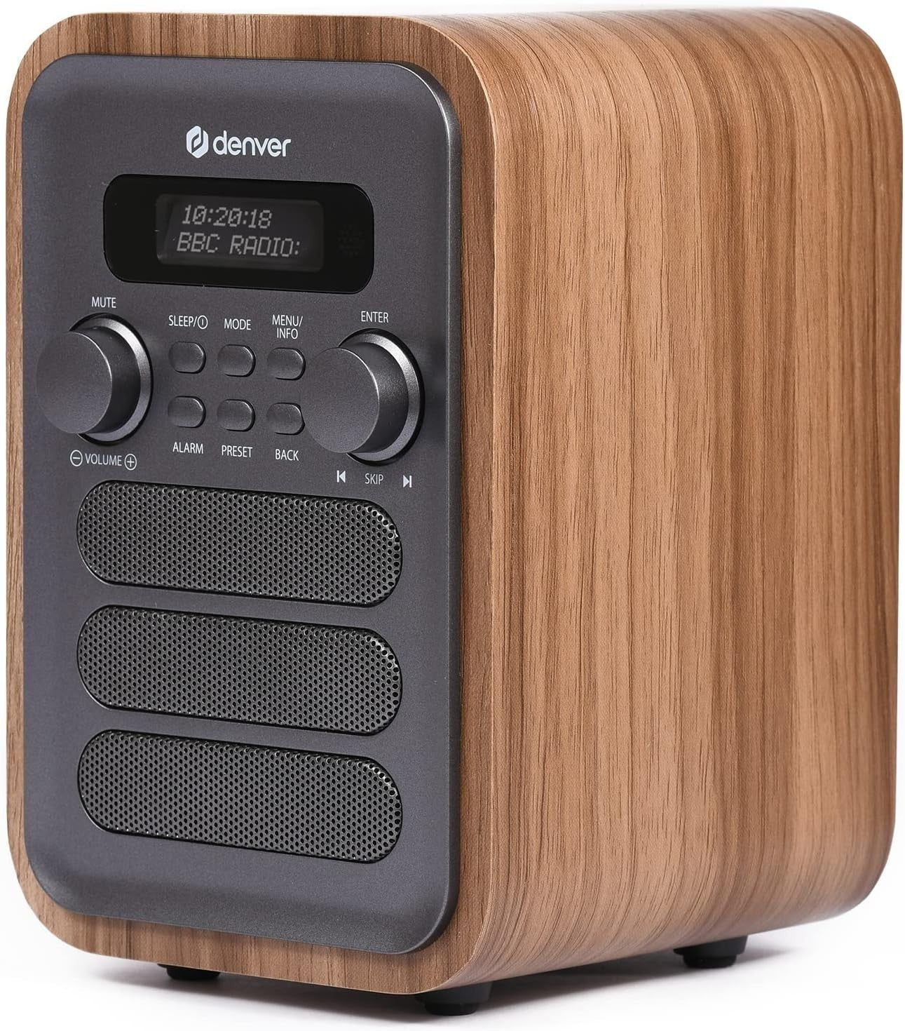 DAB Bluetooth Digital Radio Alarm Clock with Remote, Grey, 40 Presets