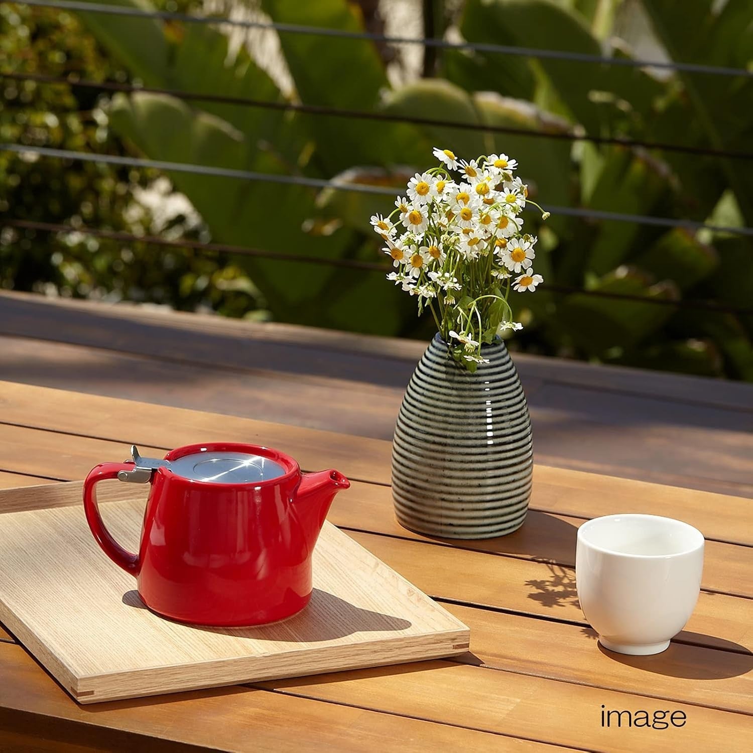 Red Teapot 18oz 510ml Porcelain Tea Pot with Lid Dishwasher Safe