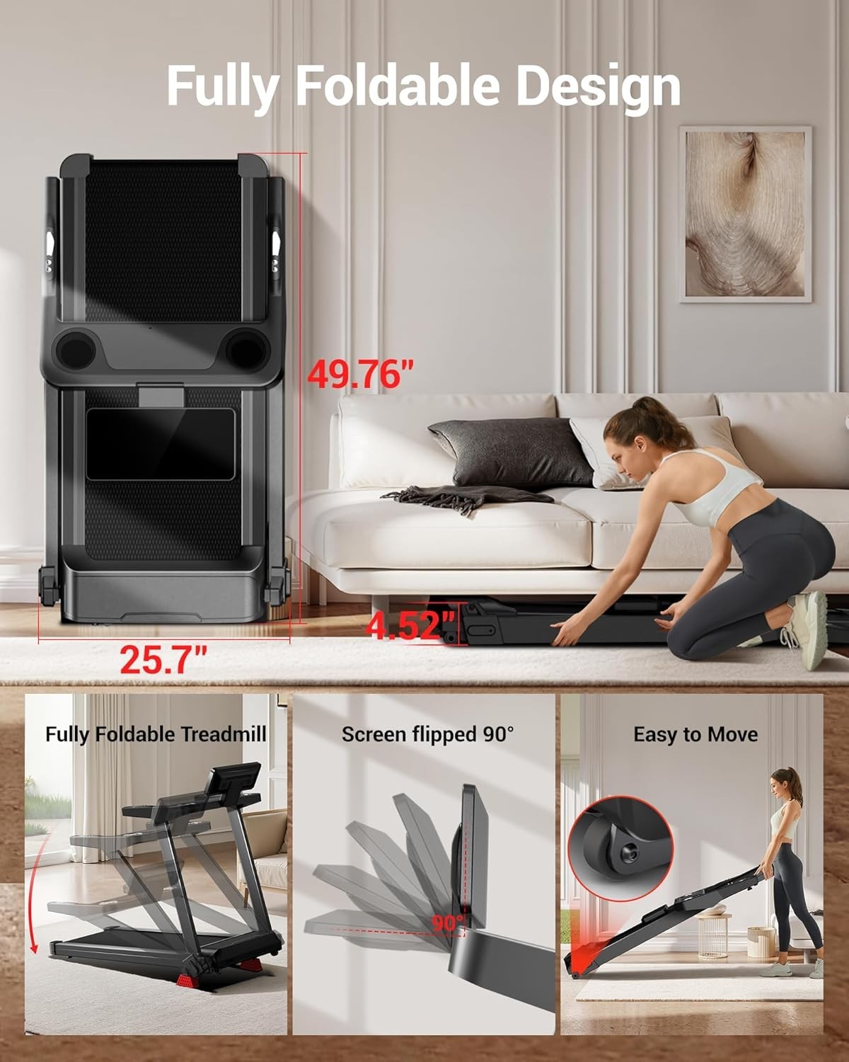 Foldable Treadmill 14KM/H 20% Incline 180KG Capacity LED Display