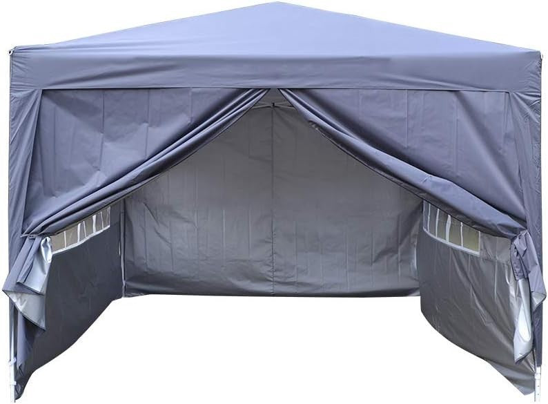 3x3M Grey Pop Up Gazebo With Sides Waterproof Outdoor Garden Party Tent Marquee