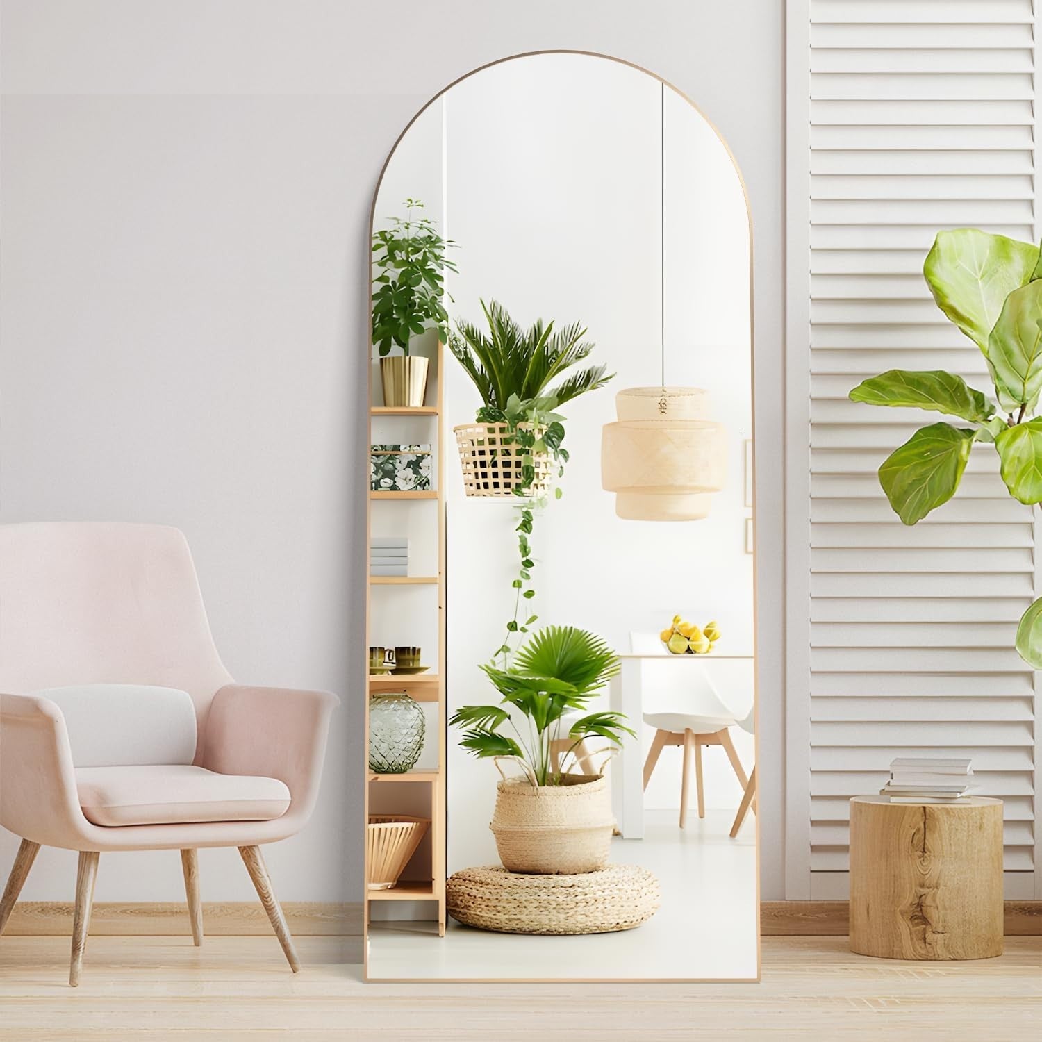 Gold Full Length Mirror 165x60cm Arched Wall Leaning Dressing Room Décor
