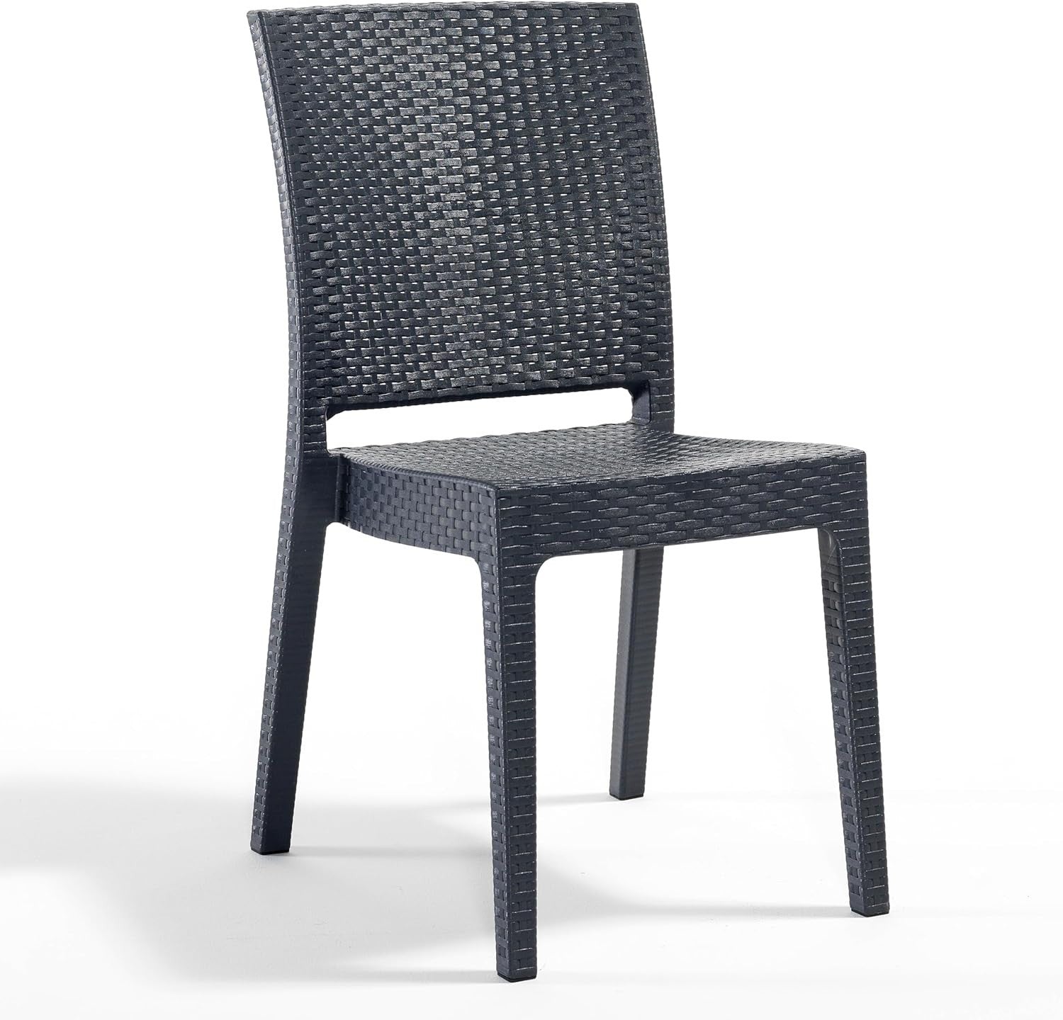 Set of 2 Stackable Rattan Effect Side Chairs Indoor Outdoor Patio Seating