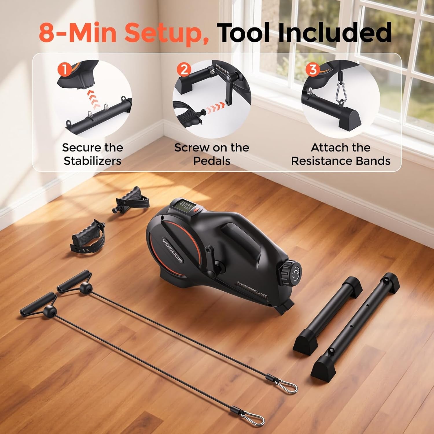Under Desk Exercise Bike Mini Pedal Exerciser Quiet Magnetic LCD