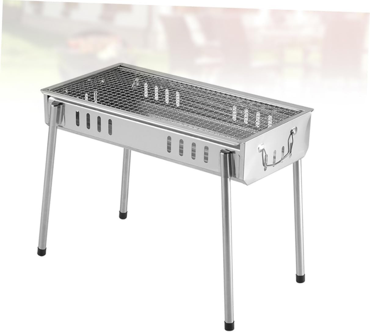 Portable Stainless Steel Charcoal BBQ Grill with Folding Legs Outdoor Camping