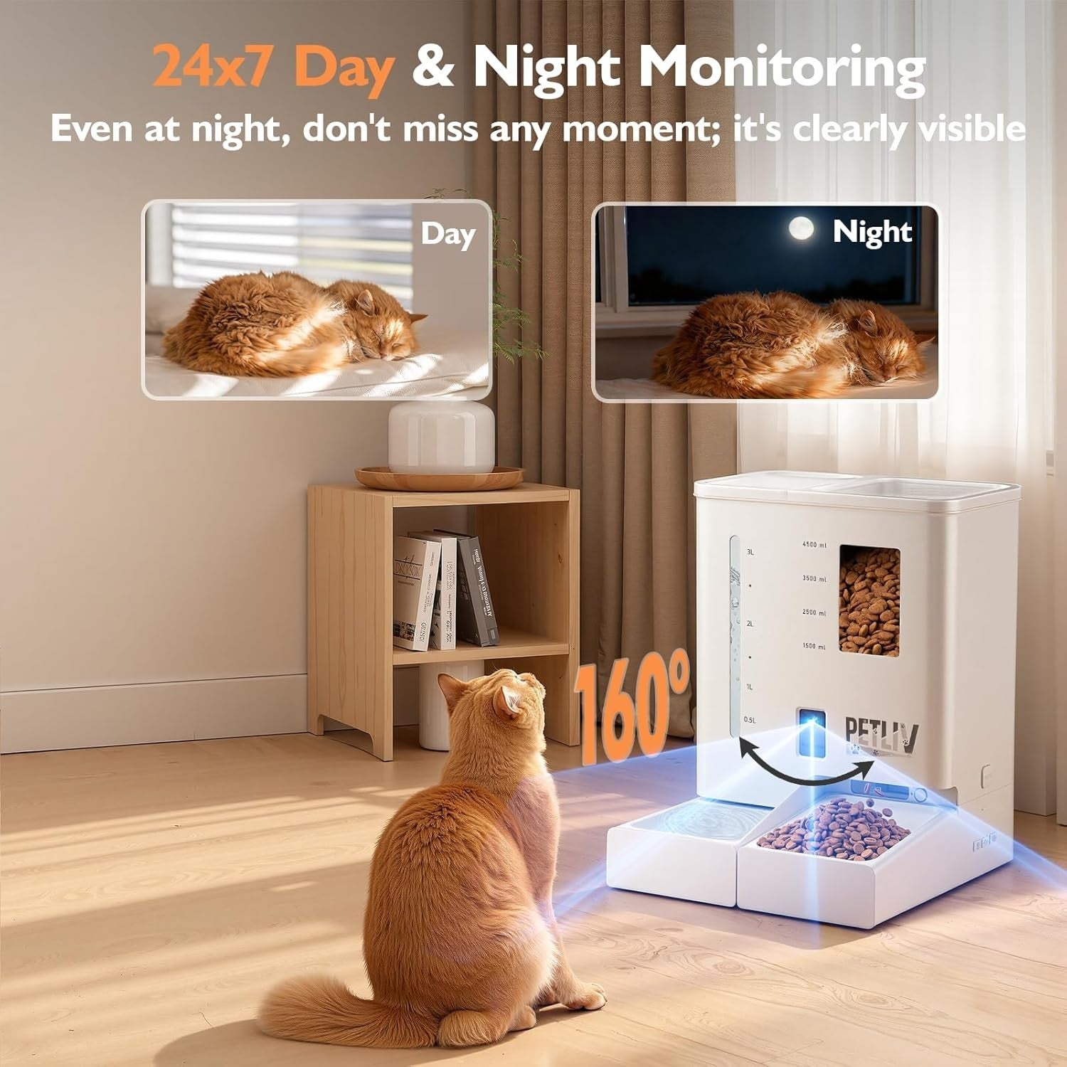 2K Camera Automatic Cat Feeder WiFi App Control 5L Food 4L Water