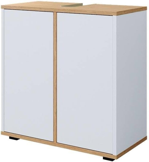 White Artisan Bathroom Sink Cabinet 60x62cm Modern Vanity Unit with Doors