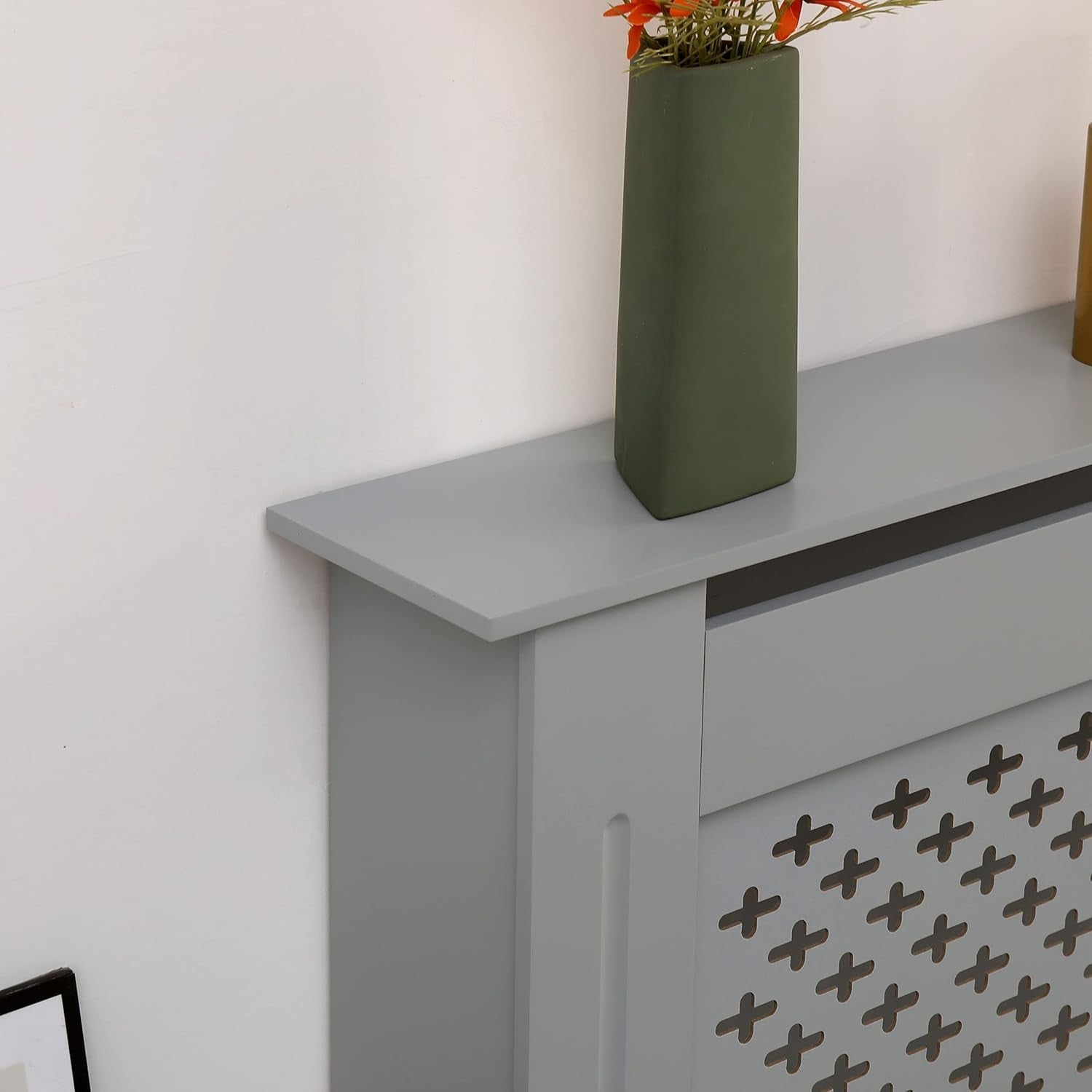 Large Grey Radiator Cover MDF Wood Decorative Cabinet 152x82x19cm Satin Finish