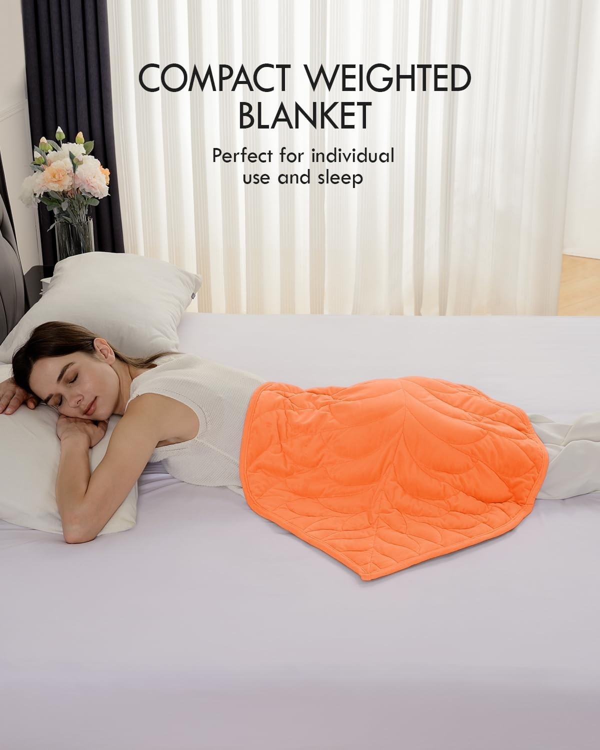 Soft Weighted Lap Blanket 5lbs Orange Velvet Travel Stress Relief Leaf Design