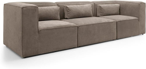 Modular 4 Seater Sofa Brown Cord Chenille | Space-Saving, Modern, Comfy