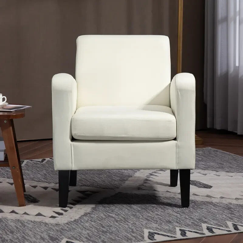 Cream Accent Armchair Upholstered Lounge Chair for Bedroom or Living Room
