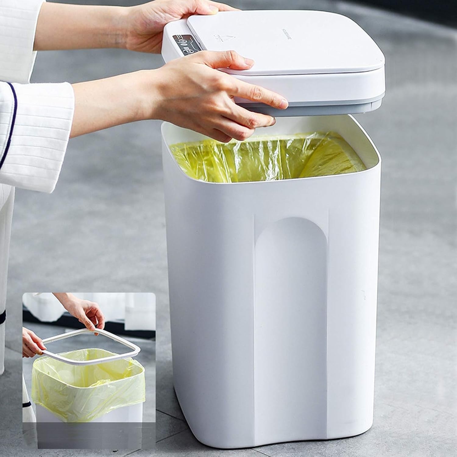 16L Touchless Automatic Sensor Trash Can Slim Kitchen Bathroom White