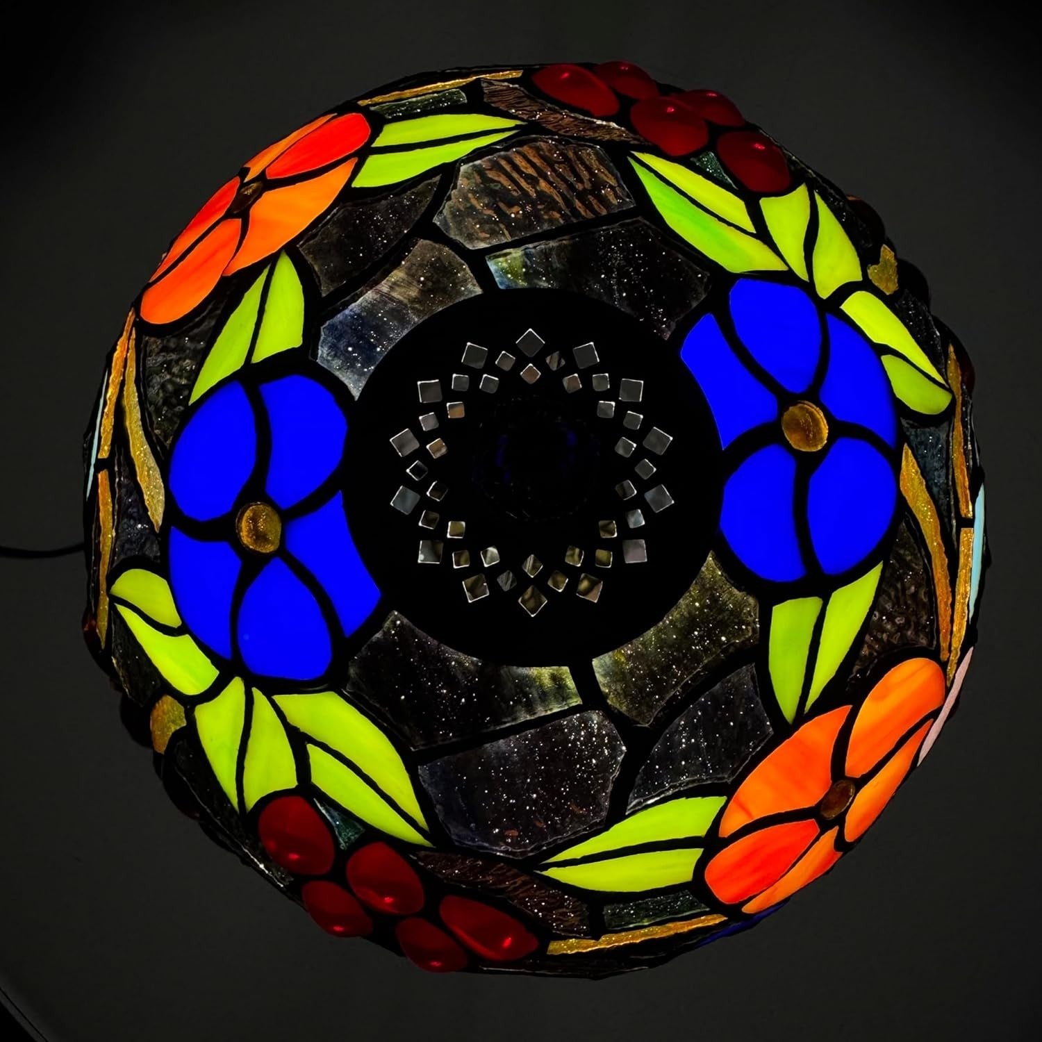 Tiffany Style Table Lamp Floral Stained Glass Antique Look 42cm E27