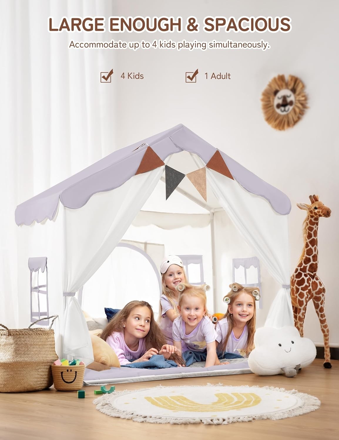 Kids 2in1 Play Tent Bed Tent with Lights Padded Princess Castle