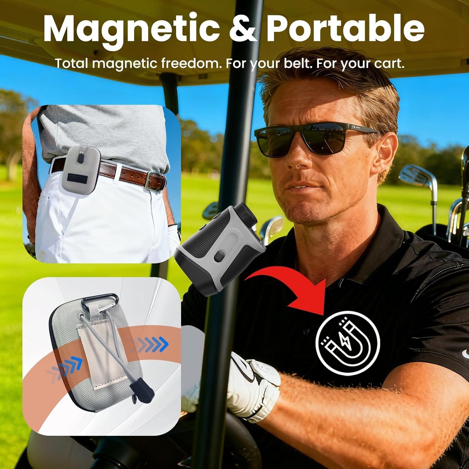 Golf Rangefinder with Slope 1200Y Flag Lock 7X Zoom Magnetic Rechargeable