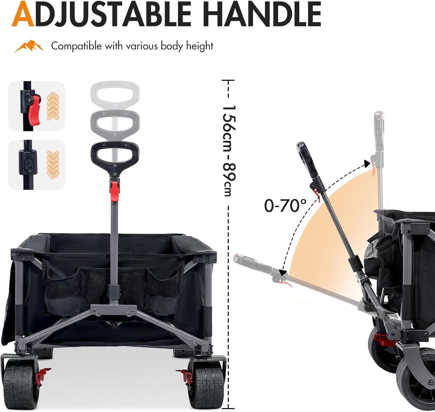 600L XXL Folding Camping Wagon Heavy Duty Festival Trolley with Brakes 180kg