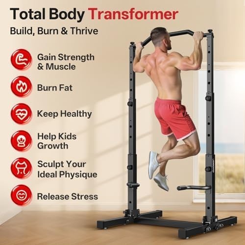 Foldable Pull Up Dip Station Power Tower 5-in-1 Home Gym 380lbs Capacity