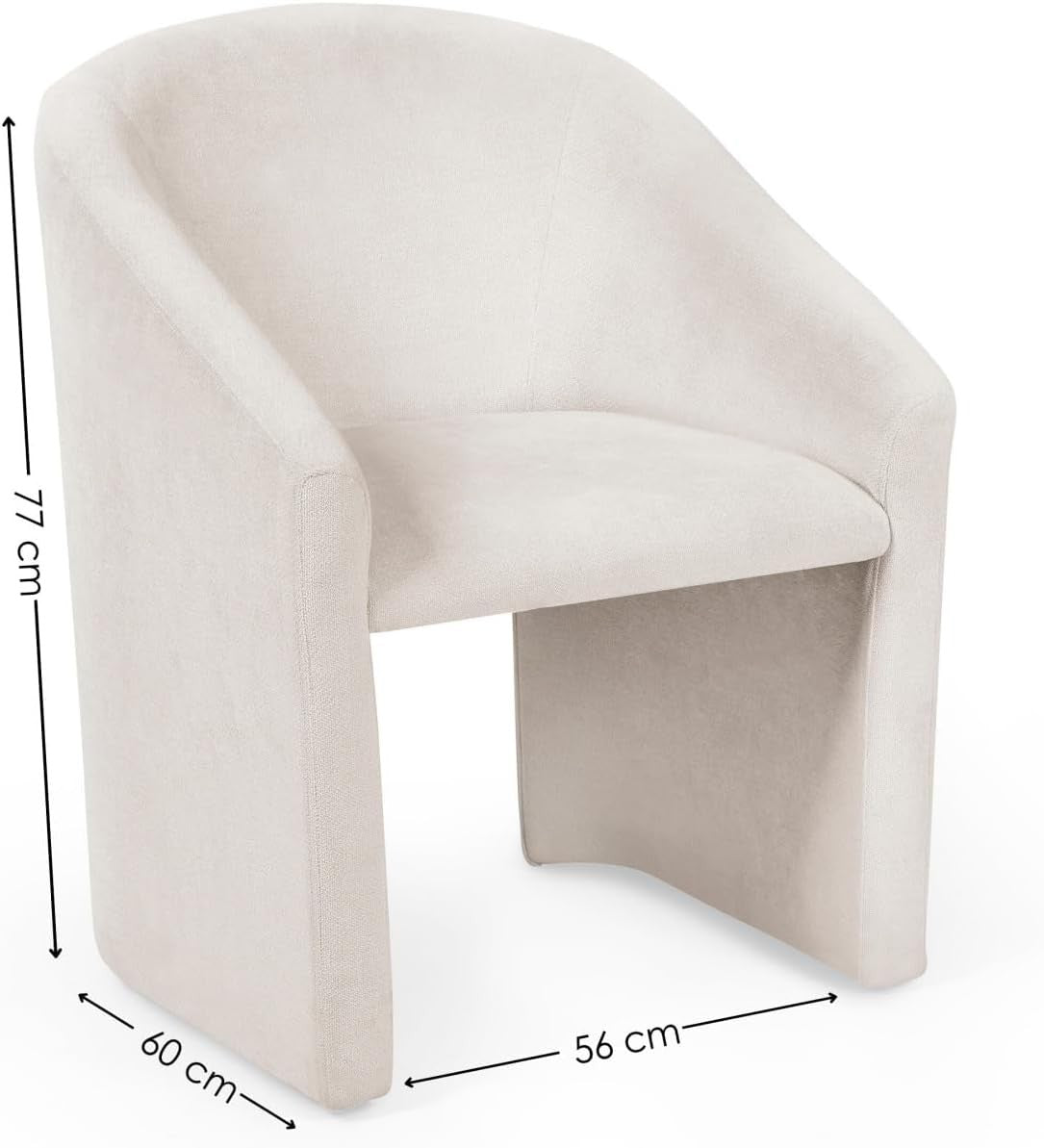 Cream Chenille Tub Dining Chair Upholstered Accent Armchair