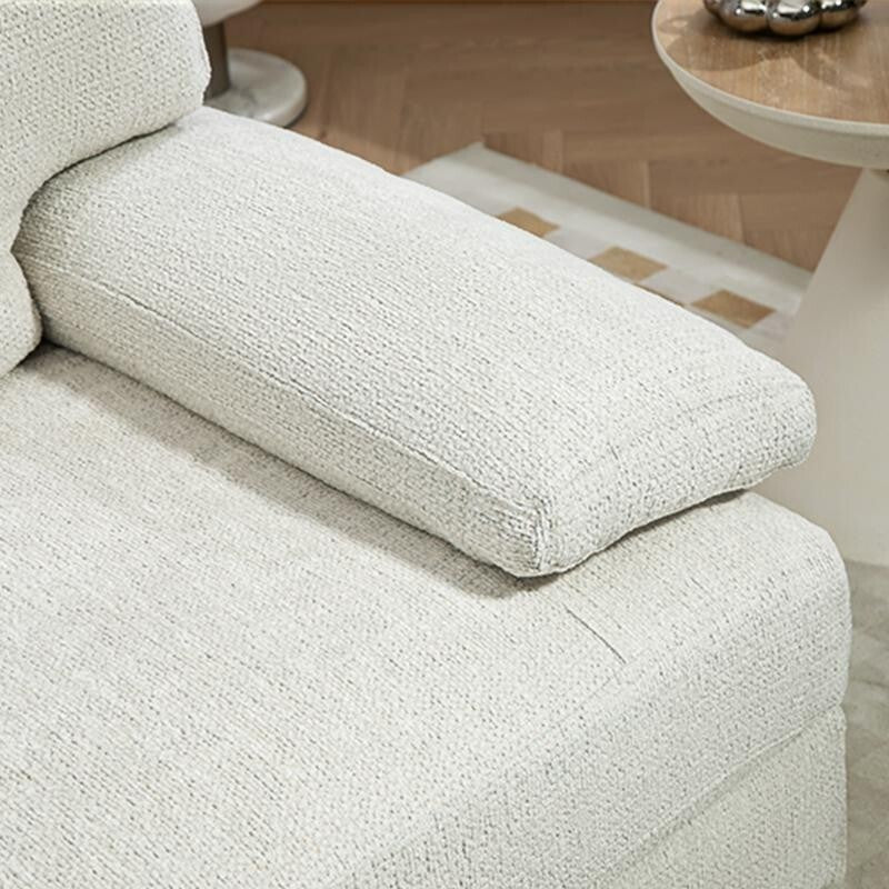 Cream 2 Seater Sofa Chenille Fabric Couch with Cushions Metal Legs Modern