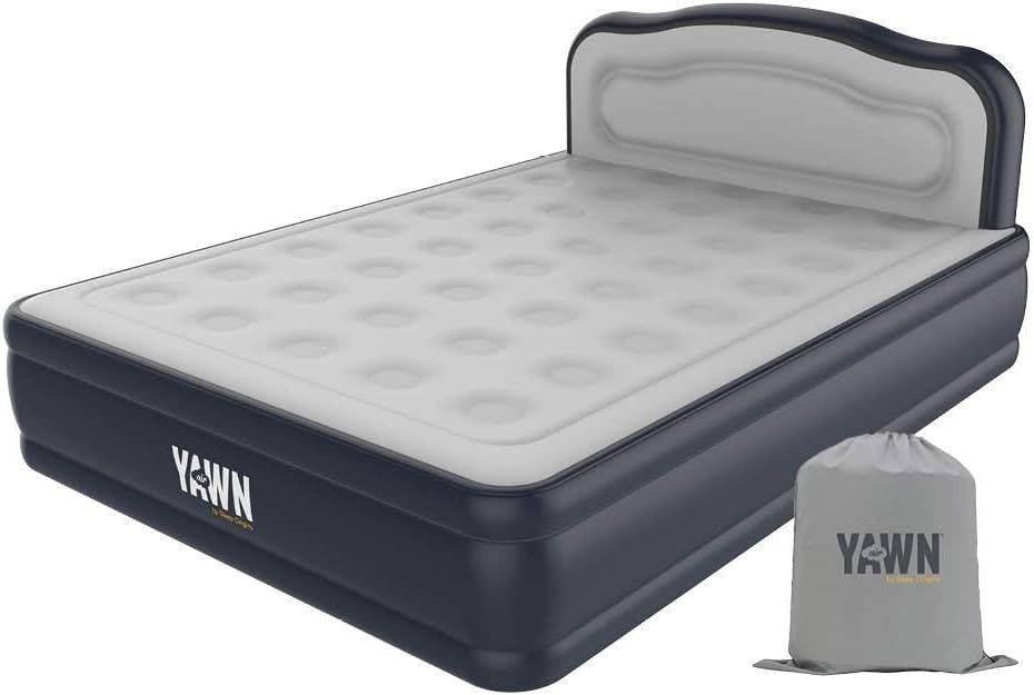 King Size Self Inflating Air Bed Built In Pump Headboard Guest Mattress