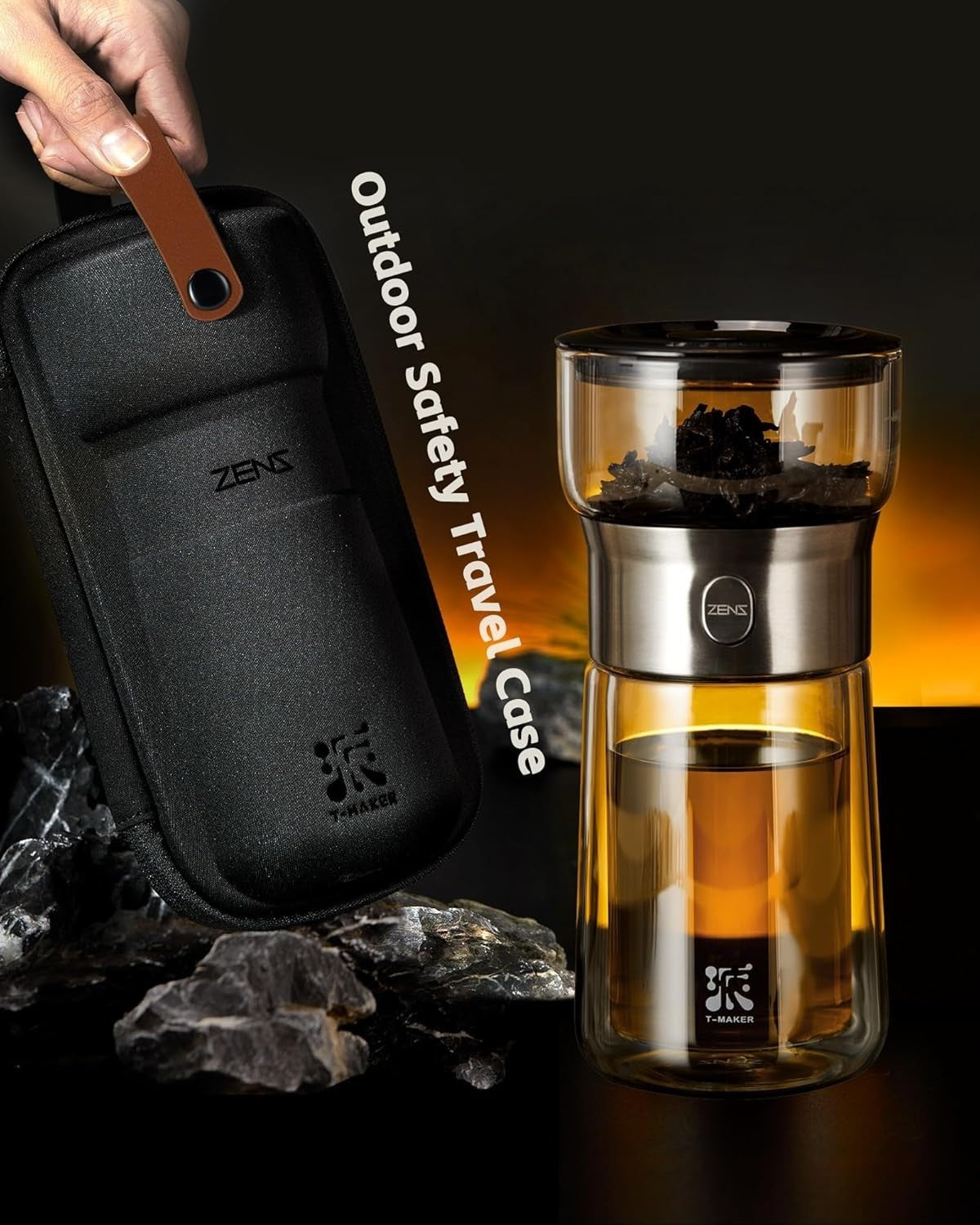 Loose Leaf Tea Maker 270ml One Touch Brewer Glass Infuser Cup Set