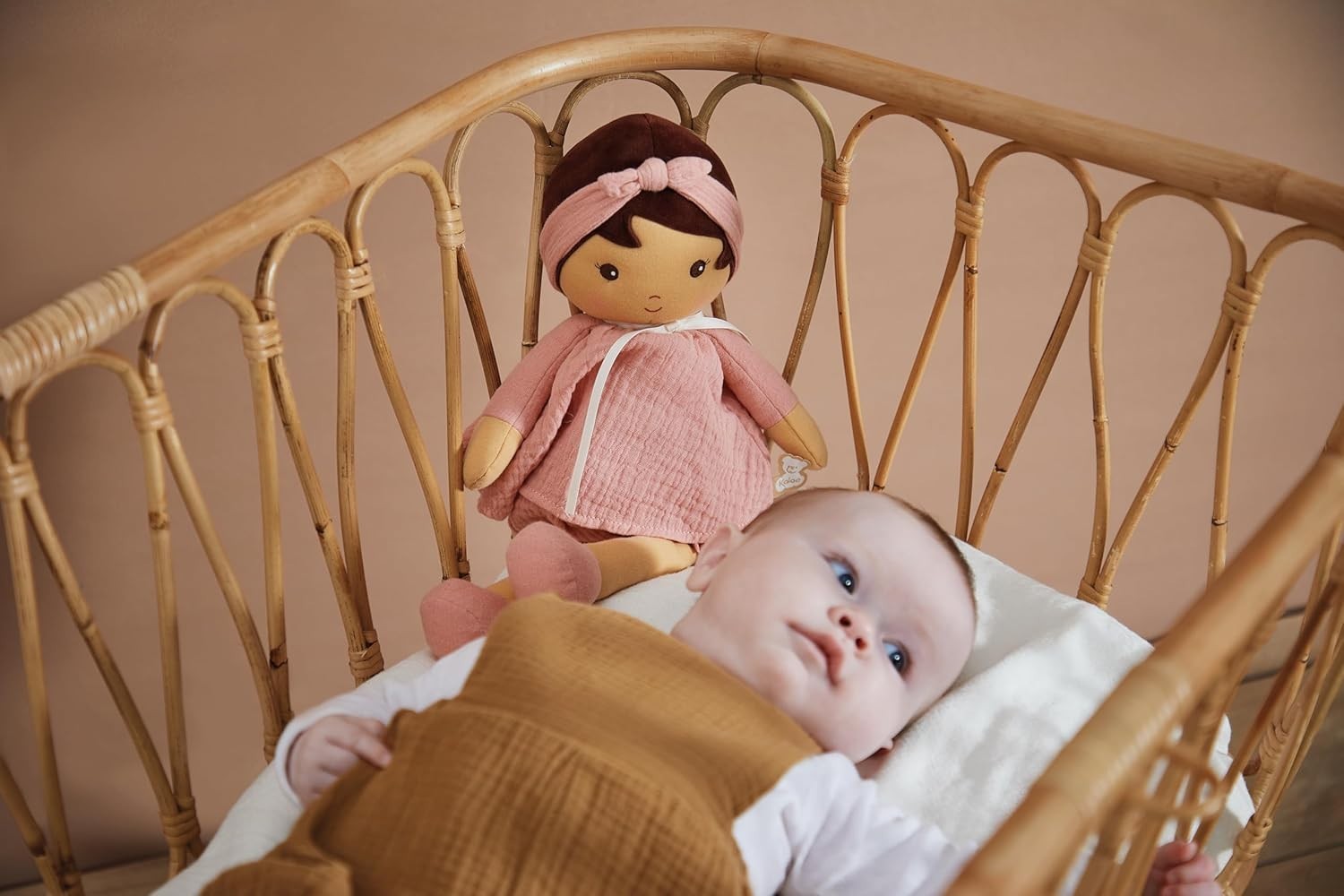 40cm Soft Fabric Rag Doll Muslin Dress Personalised Ribbon Newborn Baby Gift